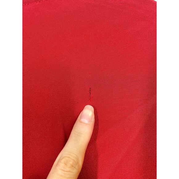 ALEXIS Hazel Bell Sleeve Asymmetric Ruffle Silk Midi Dress Red Size M $565 - Picture 9 of 15